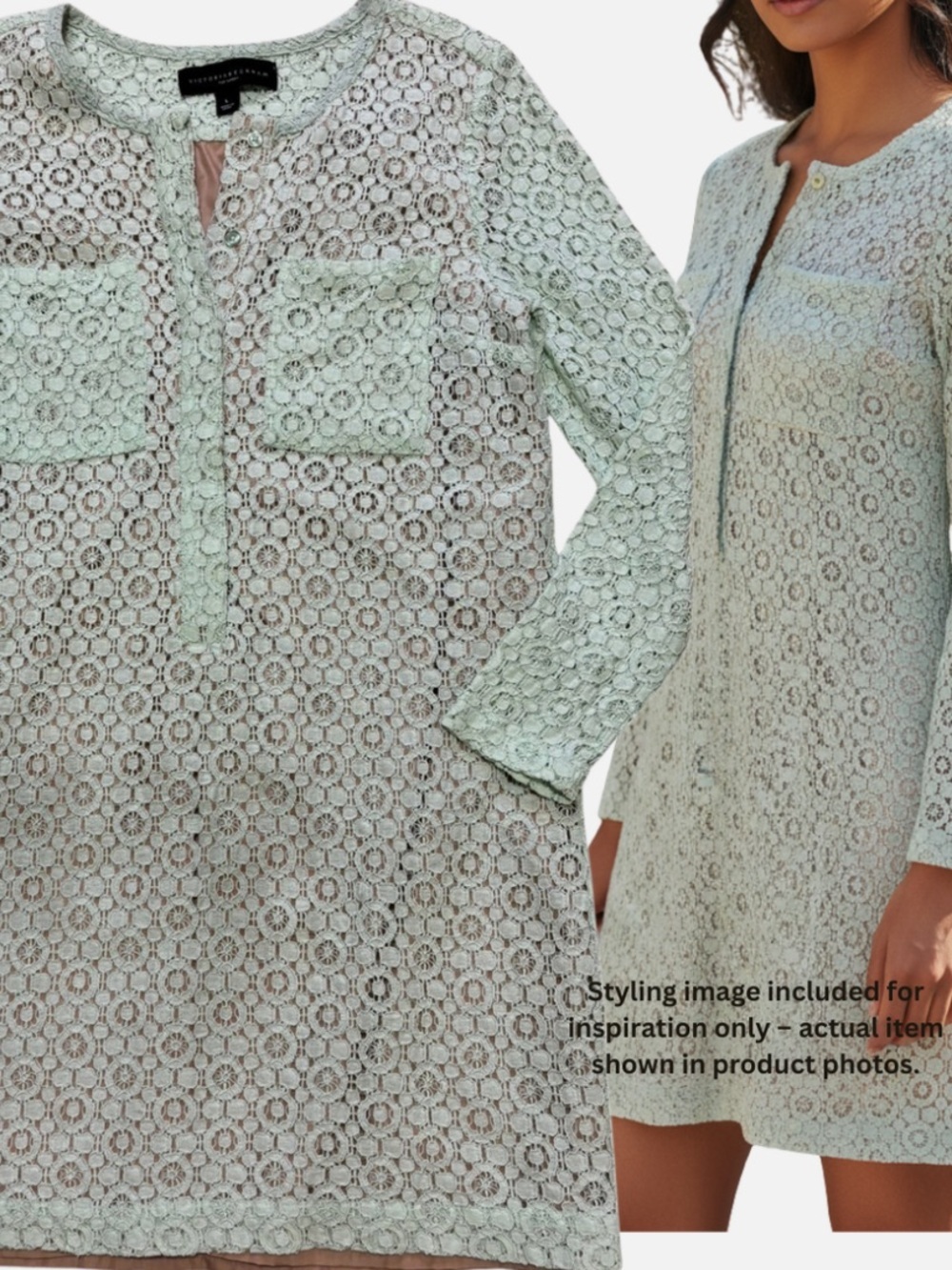 Victoria Beckham x Target Mint Green Lace Shift Dress Size Large